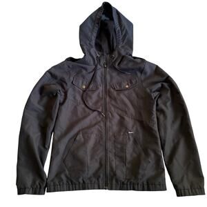 Volcom Enemy Lines Windbreaker Jacket Womens Small Black Full Zip Hooded Lined